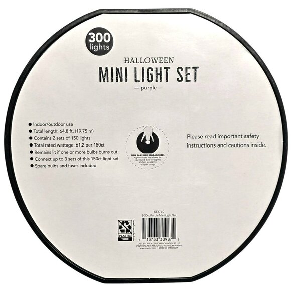 Halloween Mini String Lights Purple 300 Bulbs Indoor Outdoor Black Wire Party - Picture 2 of 5